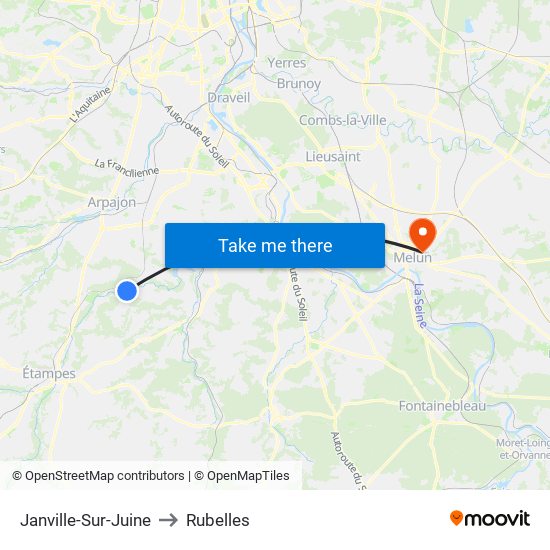 Janville-Sur-Juine to Rubelles map