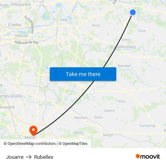 Jouarre to Rubelles map