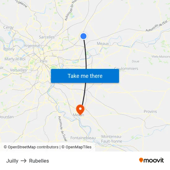Juilly to Rubelles map