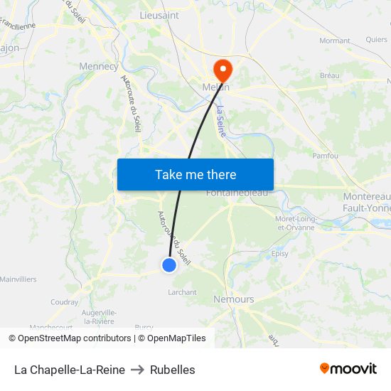 La Chapelle-La-Reine to Rubelles map