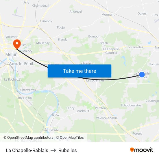 La Chapelle-Rablais to Rubelles map