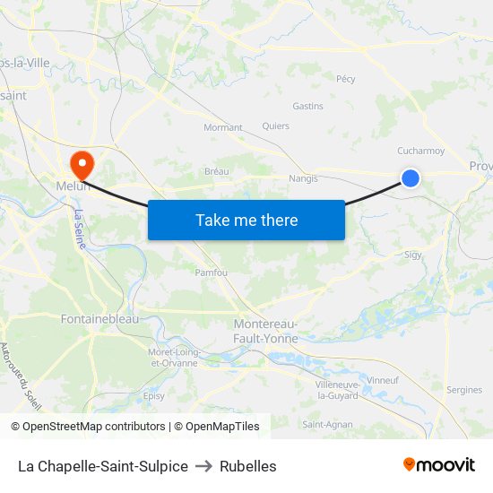 La Chapelle-Saint-Sulpice to Rubelles map