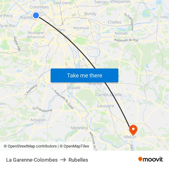 La Garenne-Colombes to Rubelles map