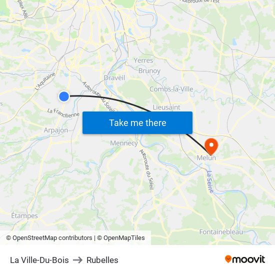 La Ville-Du-Bois to Rubelles map