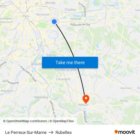 Le Perreux-Sur-Marne to Rubelles map