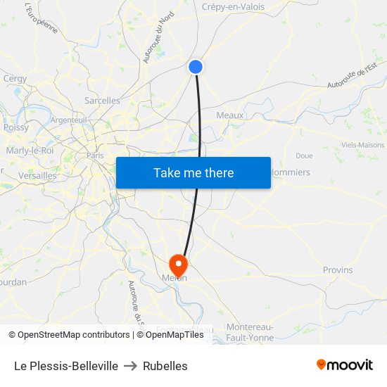 Le Plessis-Belleville to Rubelles map