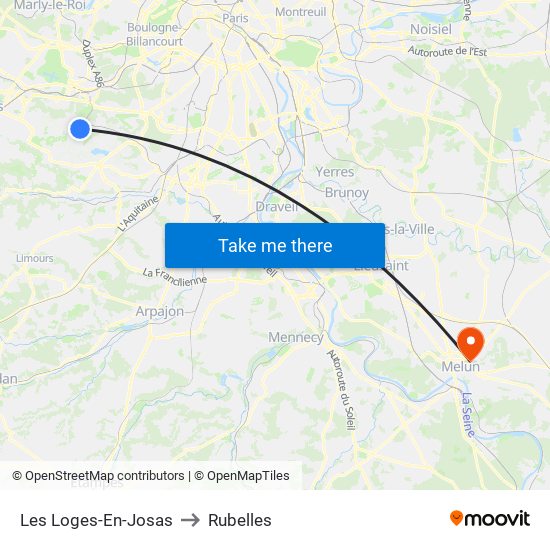 Les Loges-En-Josas to Rubelles map