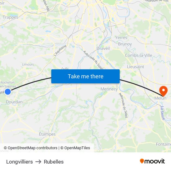 Longvilliers to Rubelles map