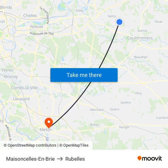 Maisoncelles-En-Brie to Rubelles map