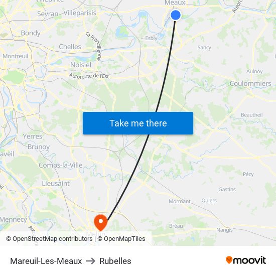 Mareuil-Les-Meaux to Rubelles map