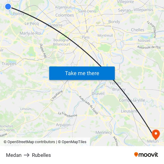 Medan to Rubelles map