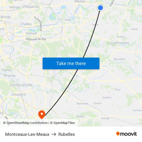 Montceaux-Les-Meaux to Rubelles map