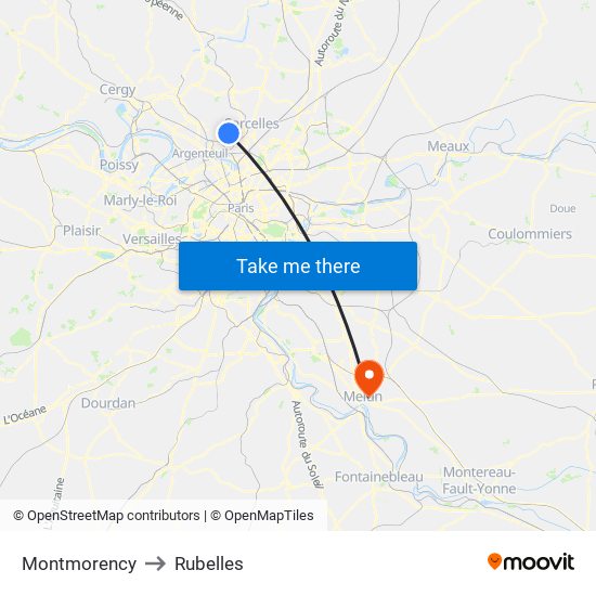 Montmorency to Rubelles map