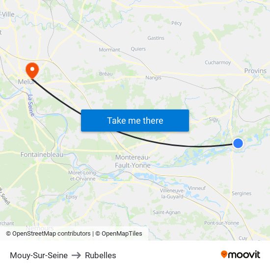 Mouy-Sur-Seine to Rubelles map