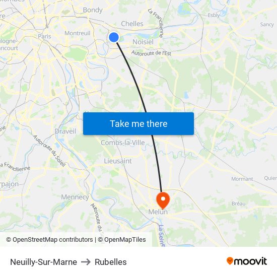 Neuilly-Sur-Marne to Rubelles map