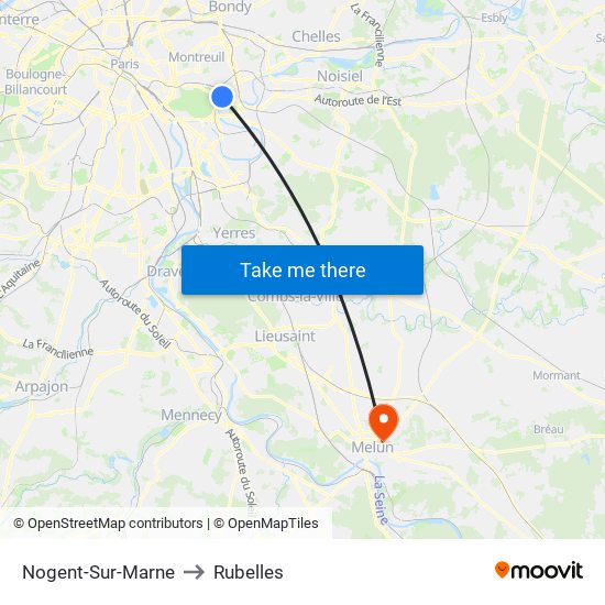 Nogent-Sur-Marne to Rubelles map