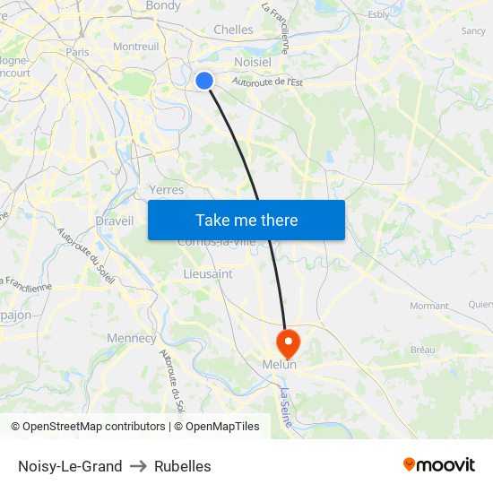 Noisy-Le-Grand to Rubelles map