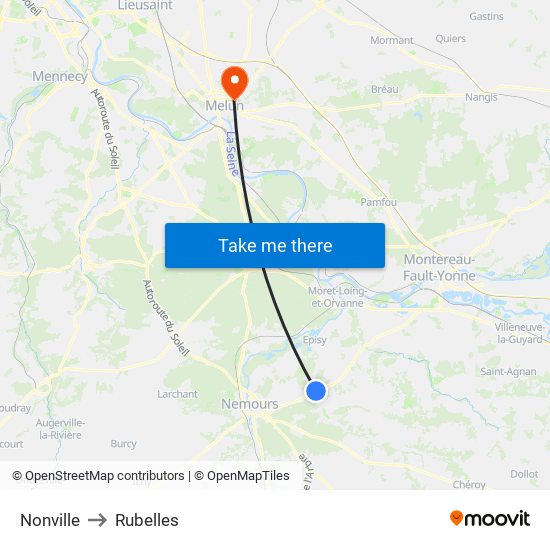 Nonville to Rubelles map
