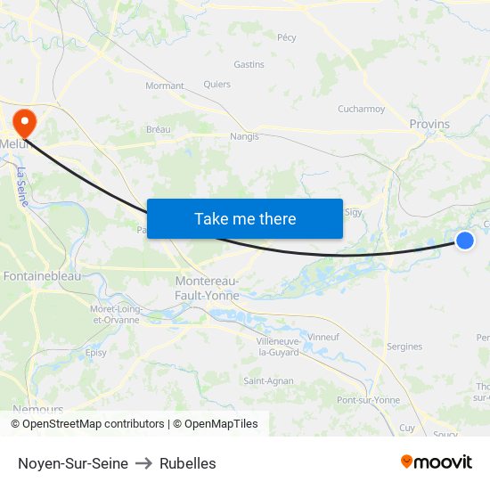 Noyen-Sur-Seine to Rubelles map