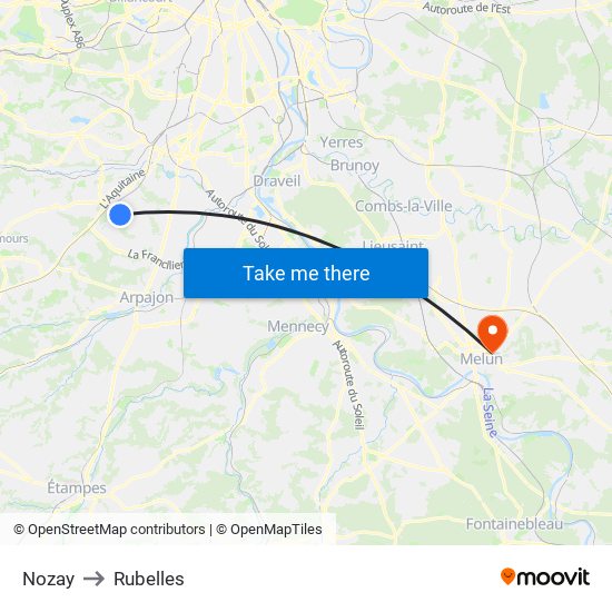 Nozay to Rubelles map