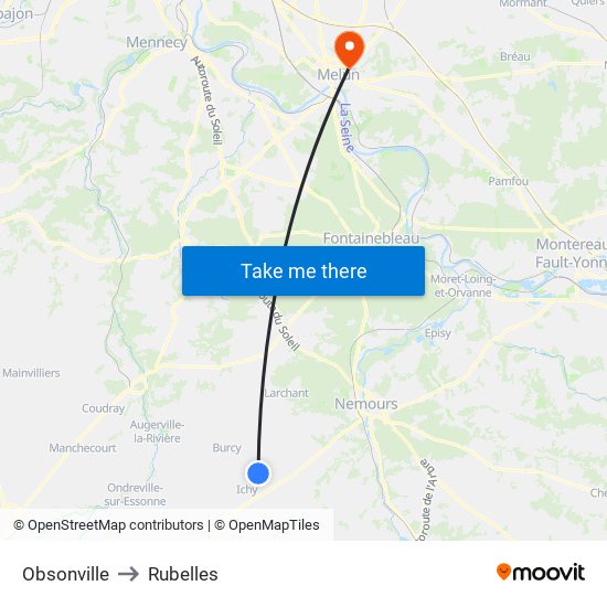 Obsonville to Rubelles map