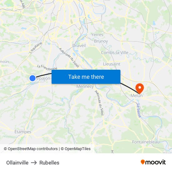 Ollainville to Rubelles map