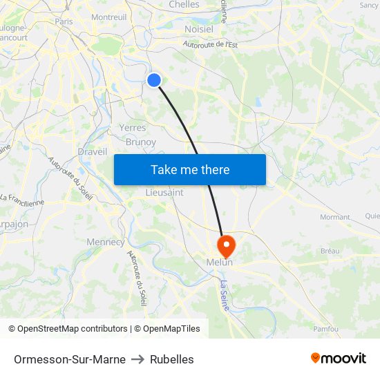 Ormesson-Sur-Marne to Rubelles map