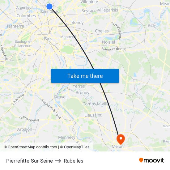 Pierrefitte-Sur-Seine to Rubelles map