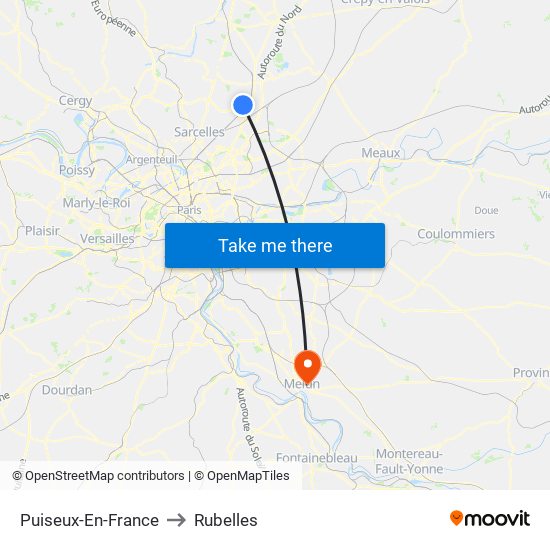 Puiseux-En-France to Rubelles map