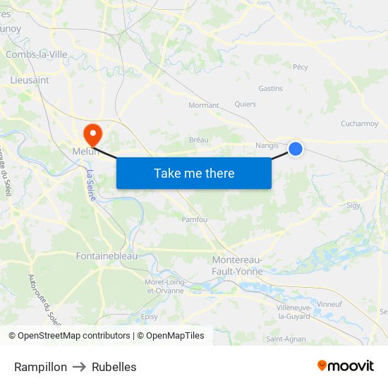 Rampillon to Rubelles map