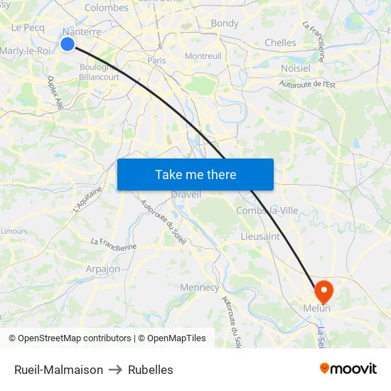 Rueil-Malmaison to Rubelles map