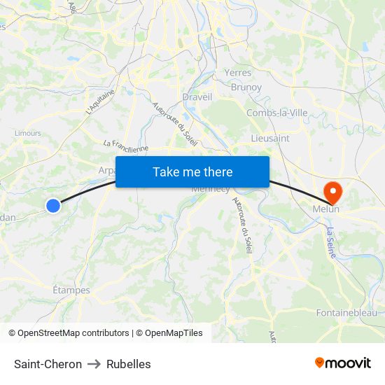 Saint-Cheron to Rubelles map