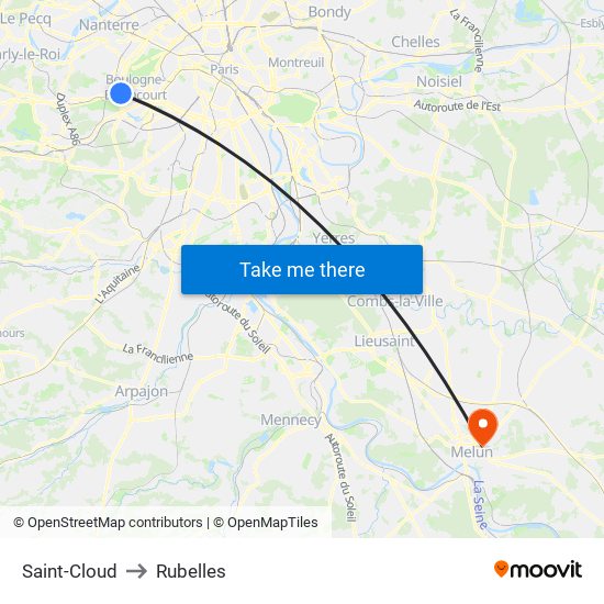 Saint-Cloud to Rubelles map