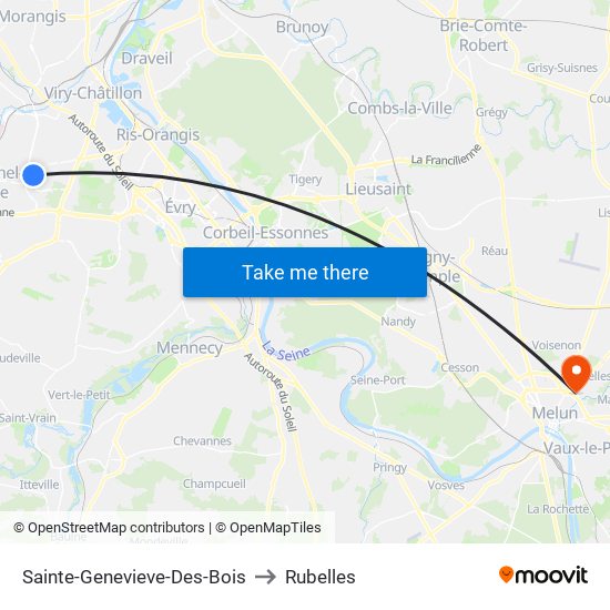 Sainte-Genevieve-Des-Bois to Rubelles map