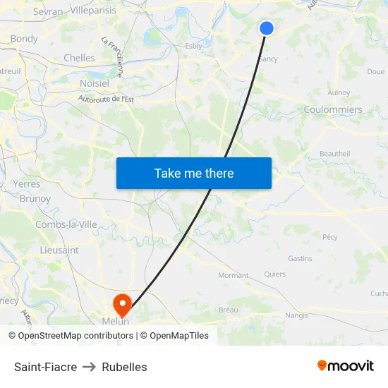 Saint-Fiacre to Rubelles map
