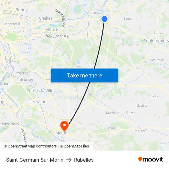 Saint-Germain-Sur-Morin to Rubelles map