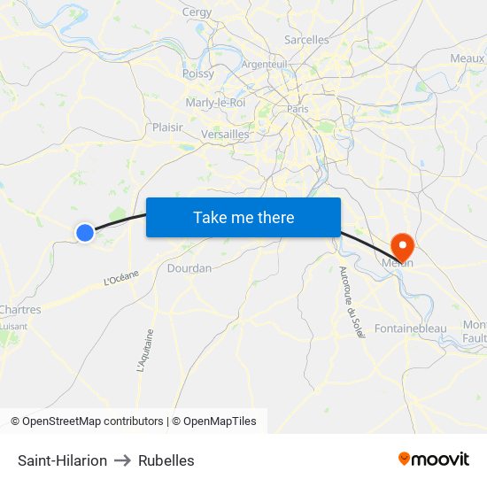 Saint-Hilarion to Rubelles map