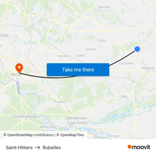 Saint-Hilliers to Rubelles map