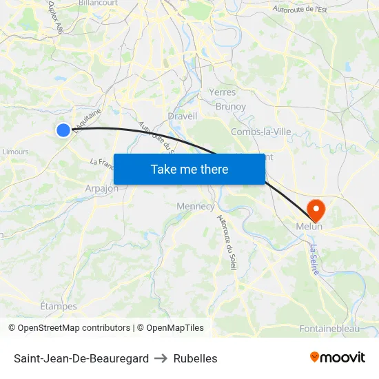 Saint-Jean-De-Beauregard to Rubelles map