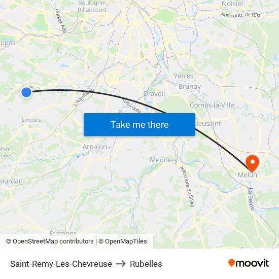 Saint-Remy-Les-Chevreuse to Rubelles map