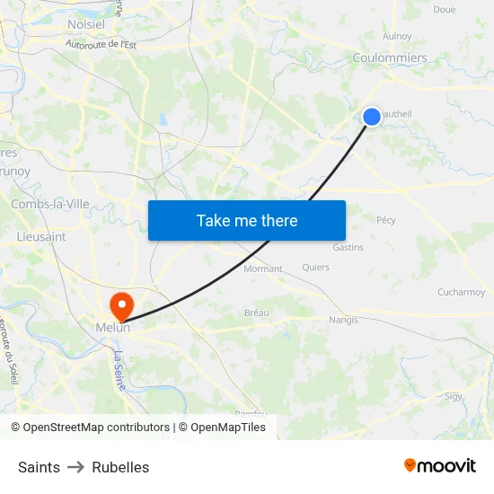 Saints to Rubelles map
