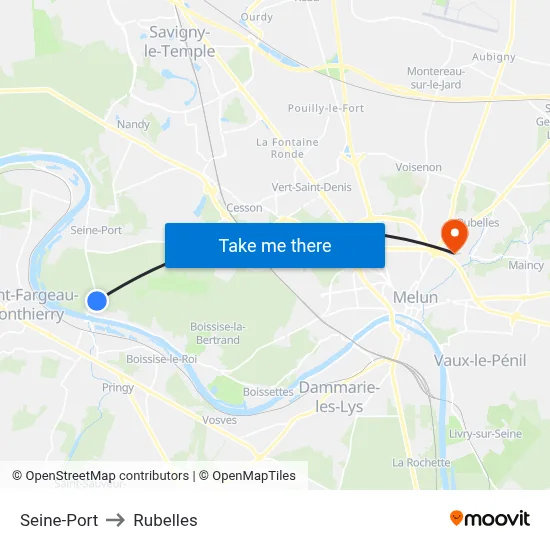 Seine-Port to Rubelles map