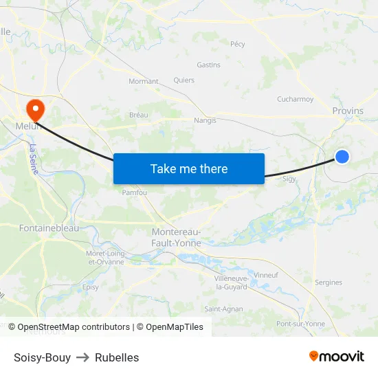 Soisy-Bouy to Rubelles map