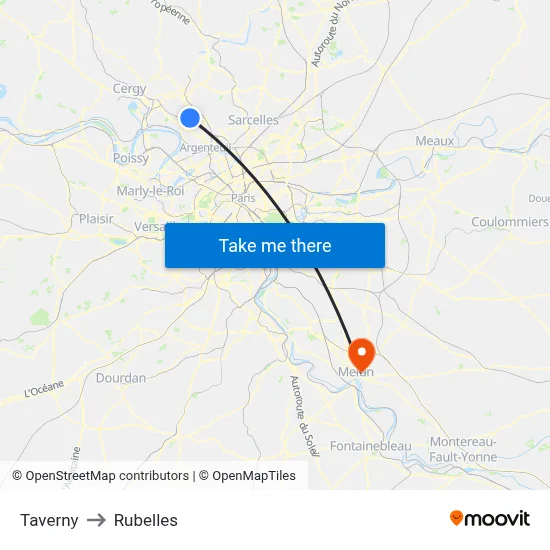Taverny to Rubelles map