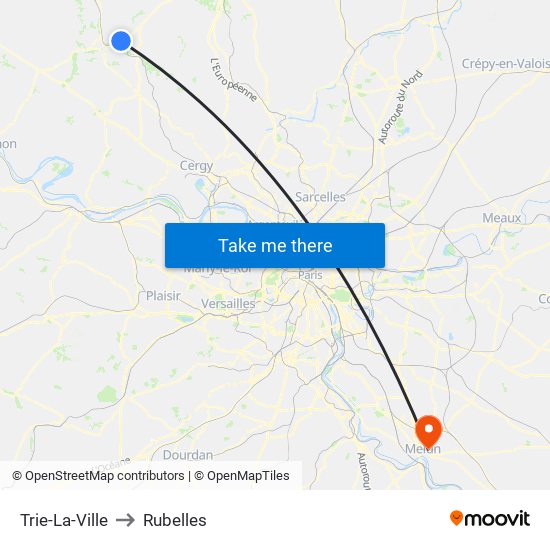 Trie-La-Ville to Rubelles map