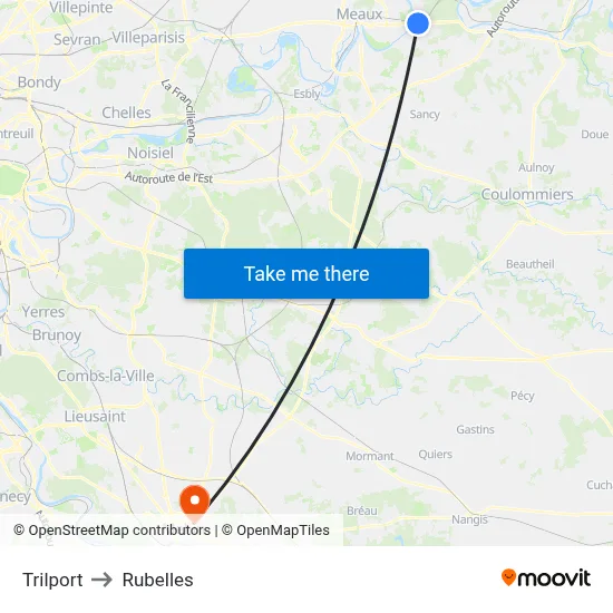 Trilport to Rubelles map