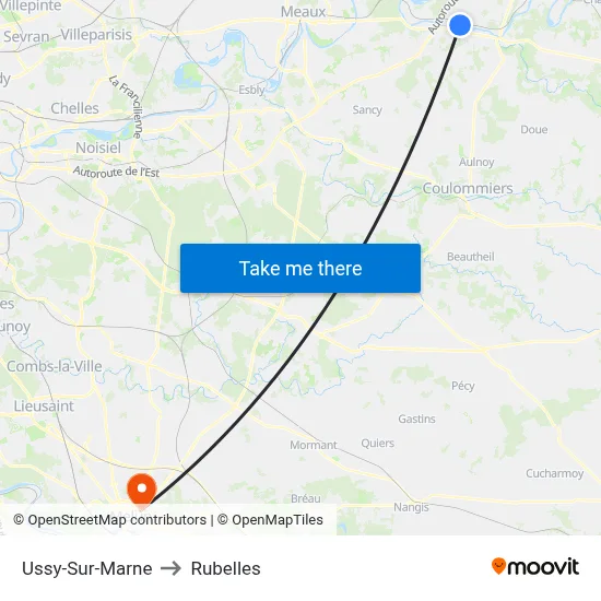 Ussy-Sur-Marne to Rubelles map
