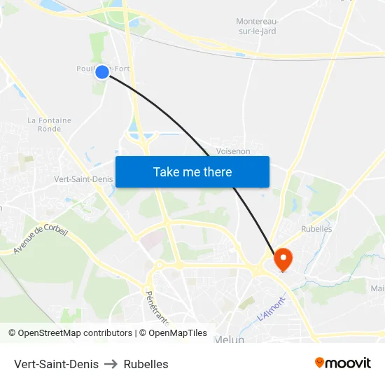 Vert-Saint-Denis to Rubelles map