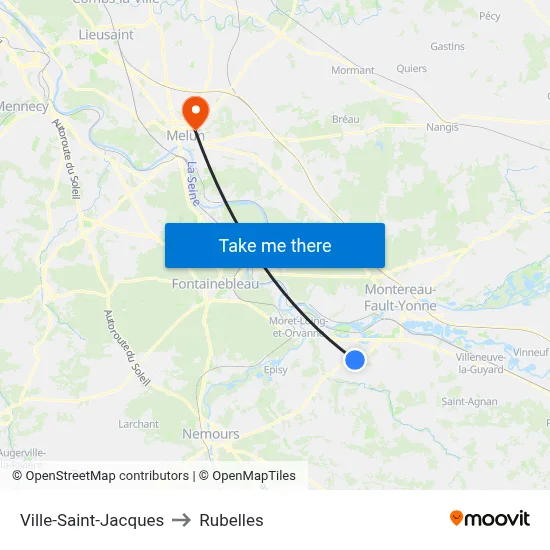 Ville-Saint-Jacques to Rubelles map