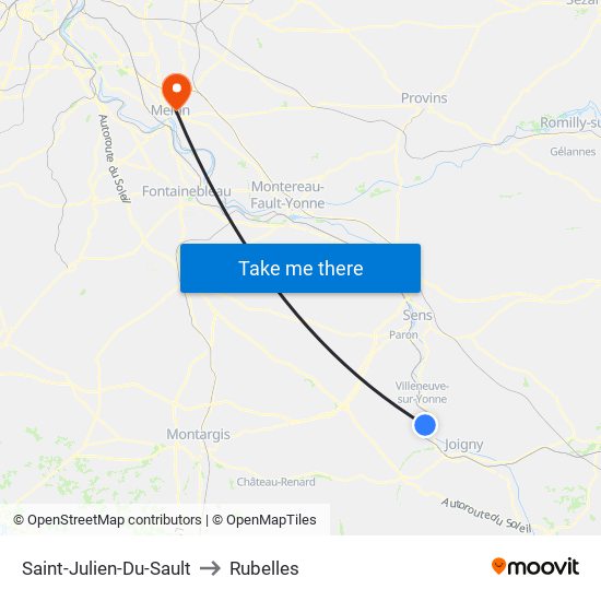 Saint-Julien-Du-Sault to Rubelles map